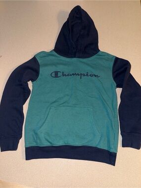 Champion boys size M 10/12 hoodie navy blue and teal
